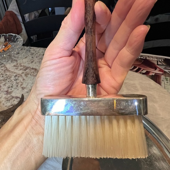 Mid century rosewood handled mini silverplated dustpan-broom set - Picture 6 of 9